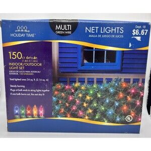 Holiday Time Multi Green Wire Net Lights 150 CT 6ft x 4ft Christmas Outdoors
